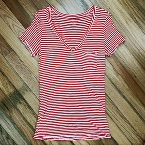 Striped Soft V Neck